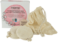 Artikelbild: 10er-Pack memo Bio-Baumwoll-Kosmetik Pads DUO inkl. Wäschebeutel