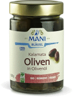 Kalamata Oliven in Olivenöl, Bio mit Stein