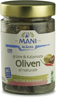 Artikelbild: Grüne&Kalamata Oliven al naturale, Chili&Kräuter